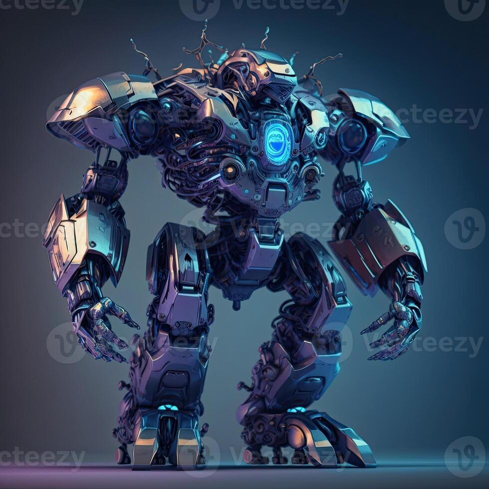 A robot with a blue-tinted metallic finish, performing various tasks and showcasing advanced artificial intelligence capabilities. photo