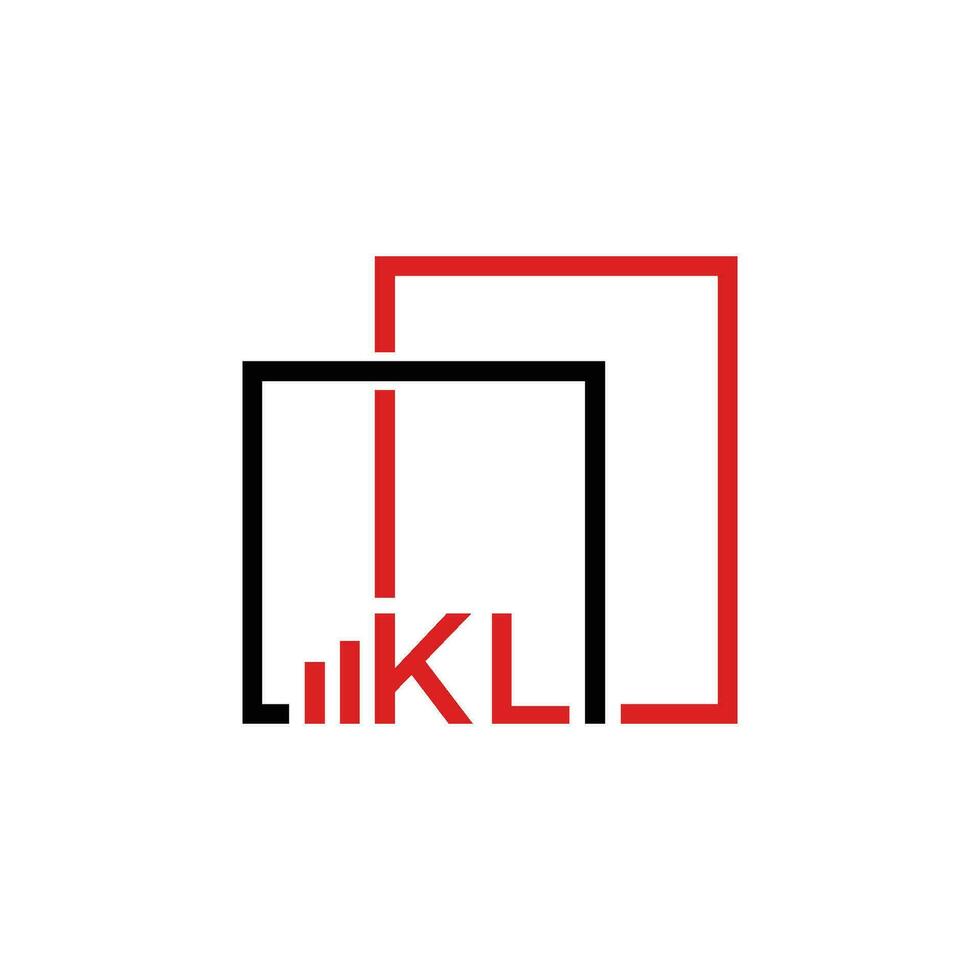 Monogram initial KL Logo with square frame line art. vector illustration