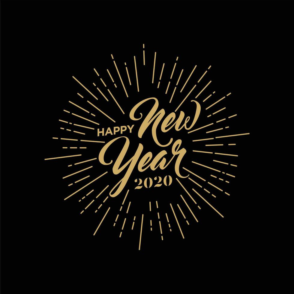 Happy New Year hand-lettering text. Handwritten modern calligraphy vector