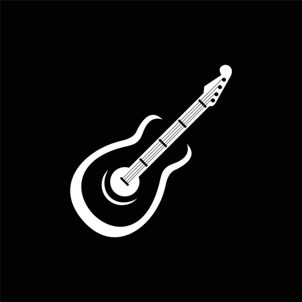 Guitar icon on black background. Vector illustration.