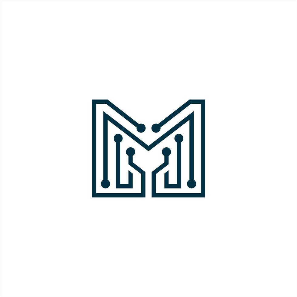 Logo design template for Letter M Technology vector