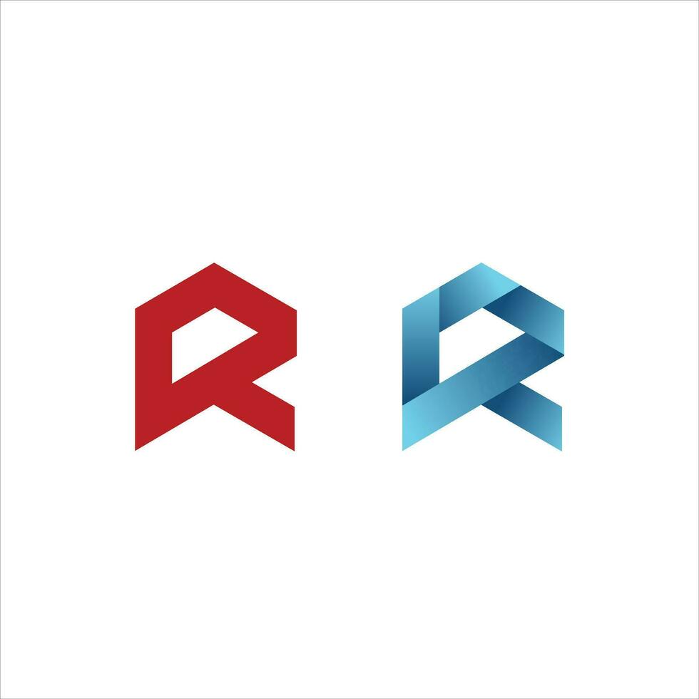 Letter R Vector Origami Logo icon.