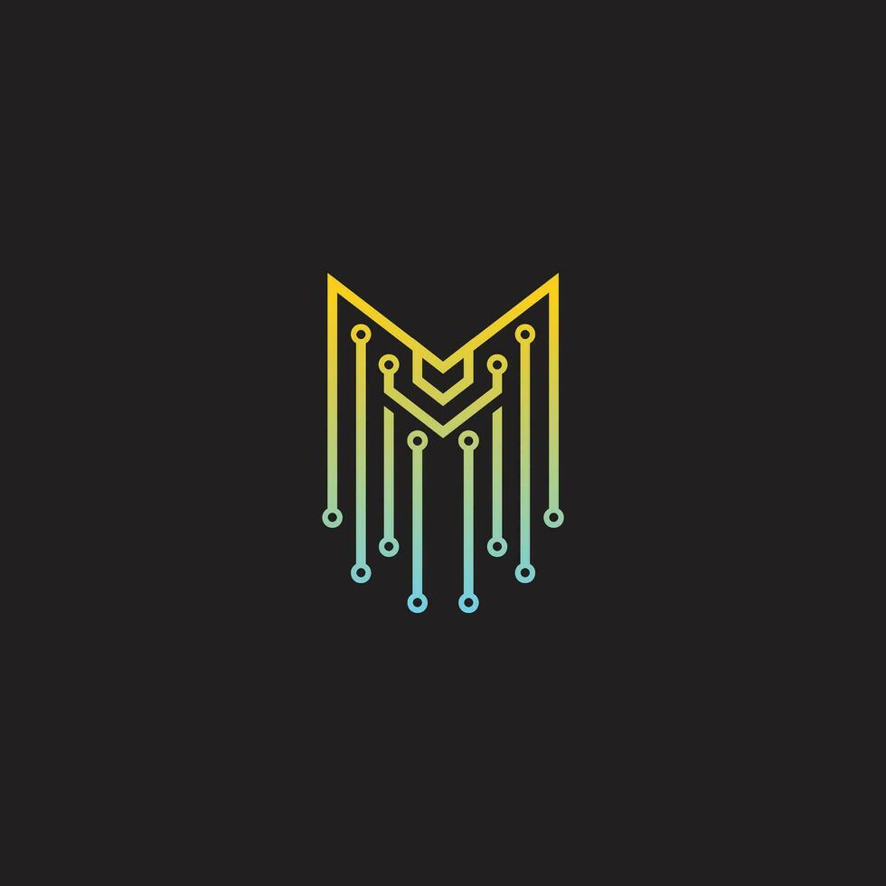 Logo design template for Letter M Technology vector