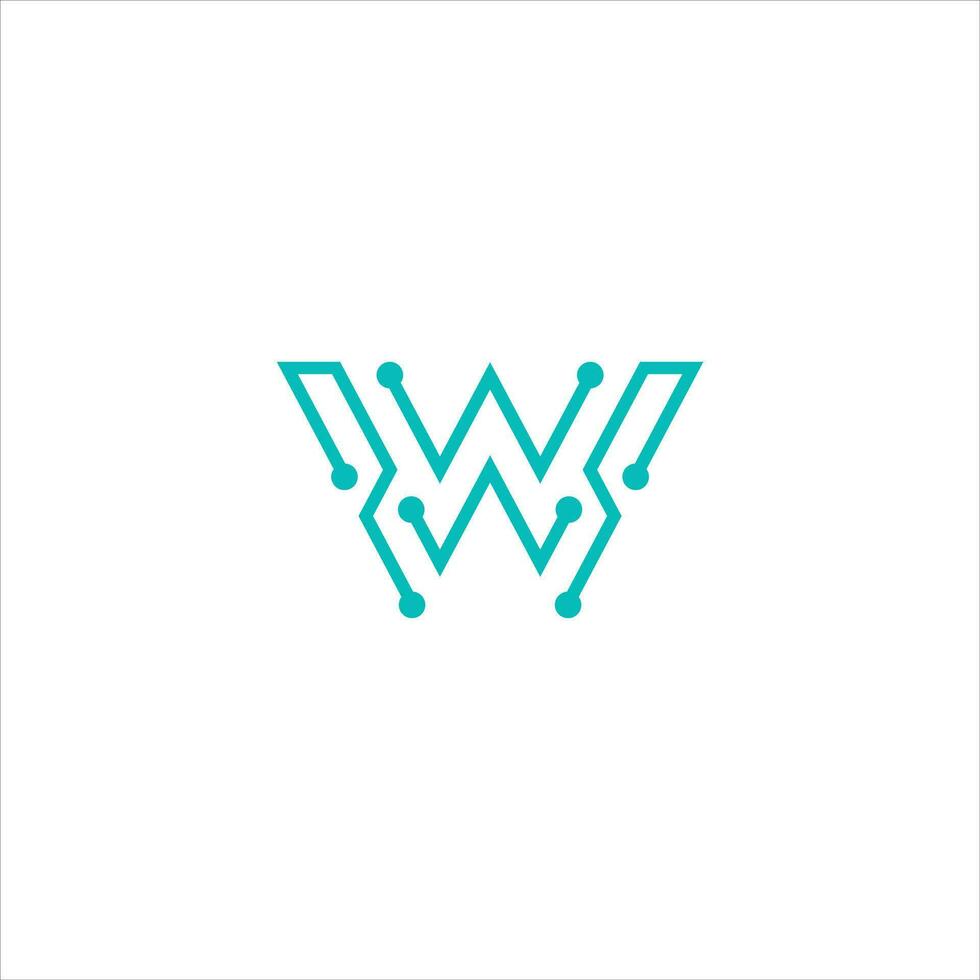 Abstract letter W logo design template technology electronics digital dot connection cross vector logo icon logotype