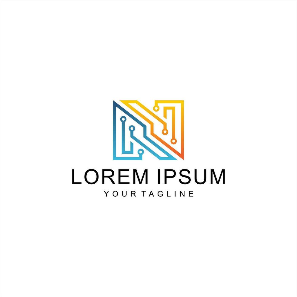 Letter N logo design template,technology,electronics,digital,logotype. vector