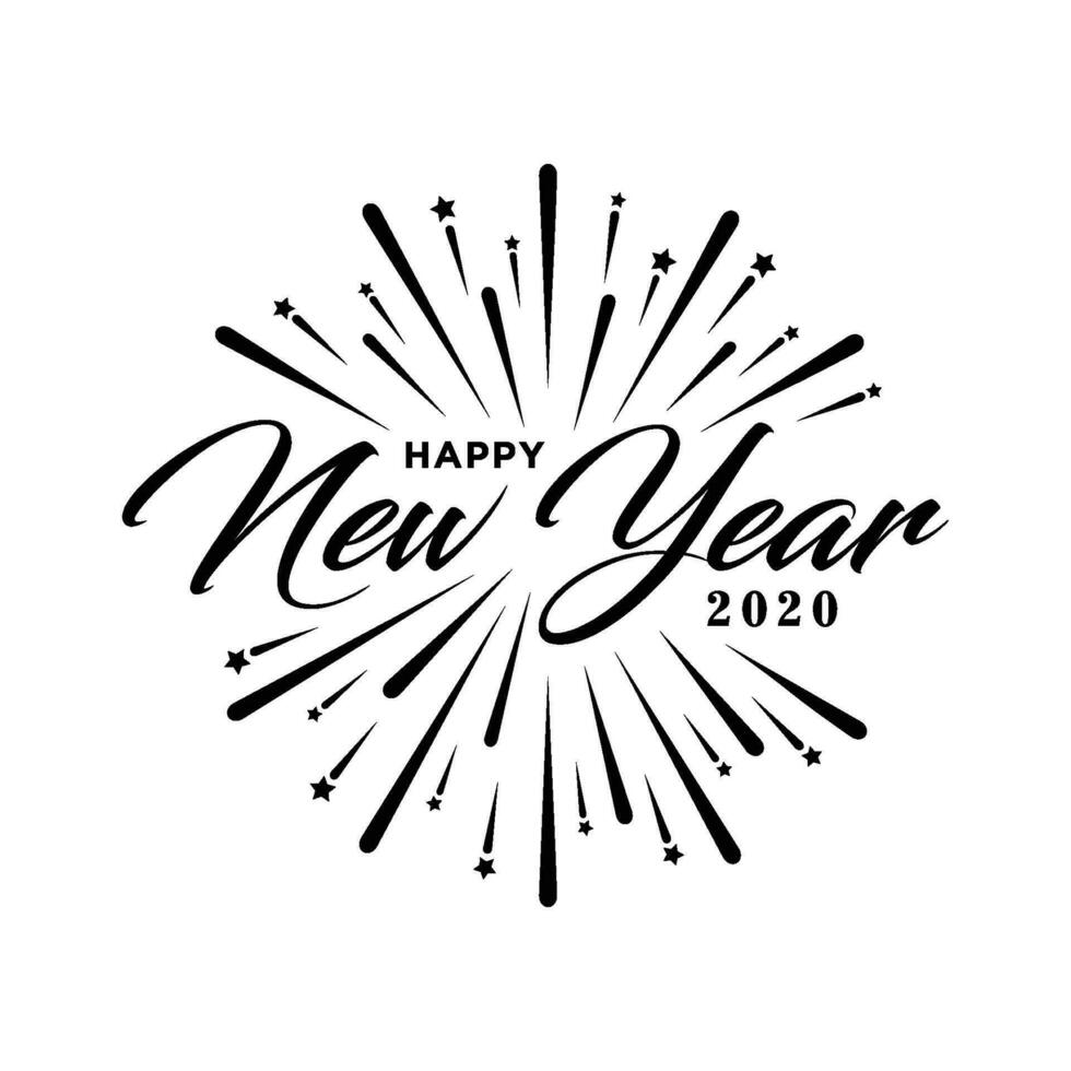 Happy New Year hand-lettering text. Handwritten modern calligraphy vector