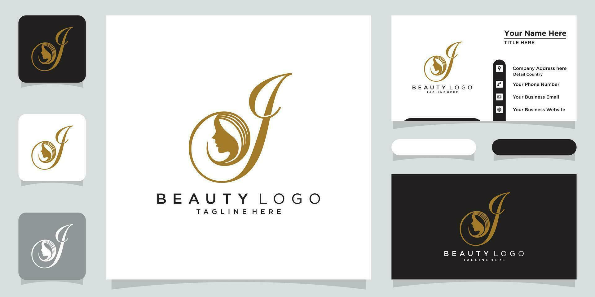 Initial letter J luxury Logo design Vector with business card design Premium Vector