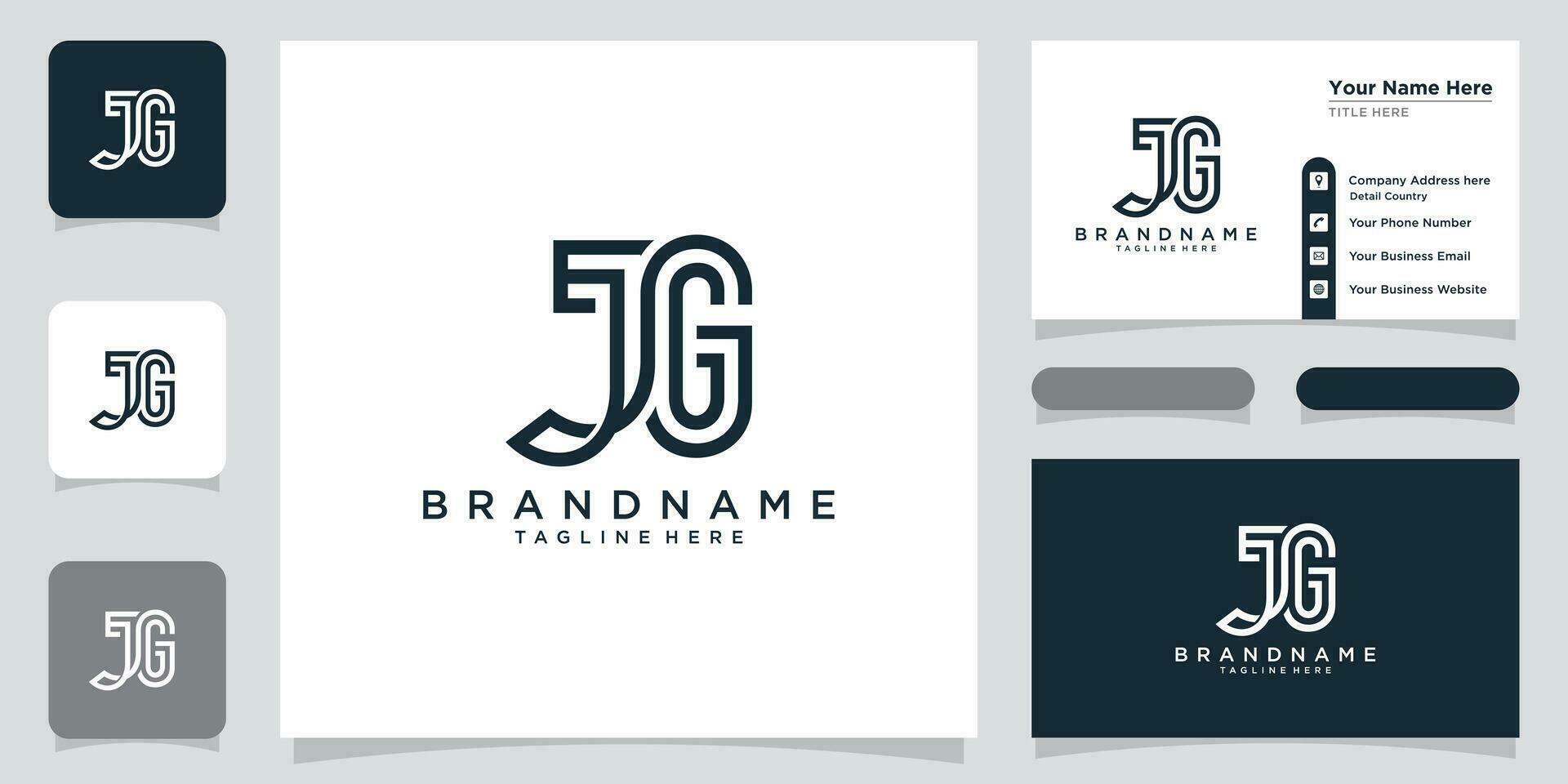 Initial Letter JG typography logo design vector with business card design Premium Vector