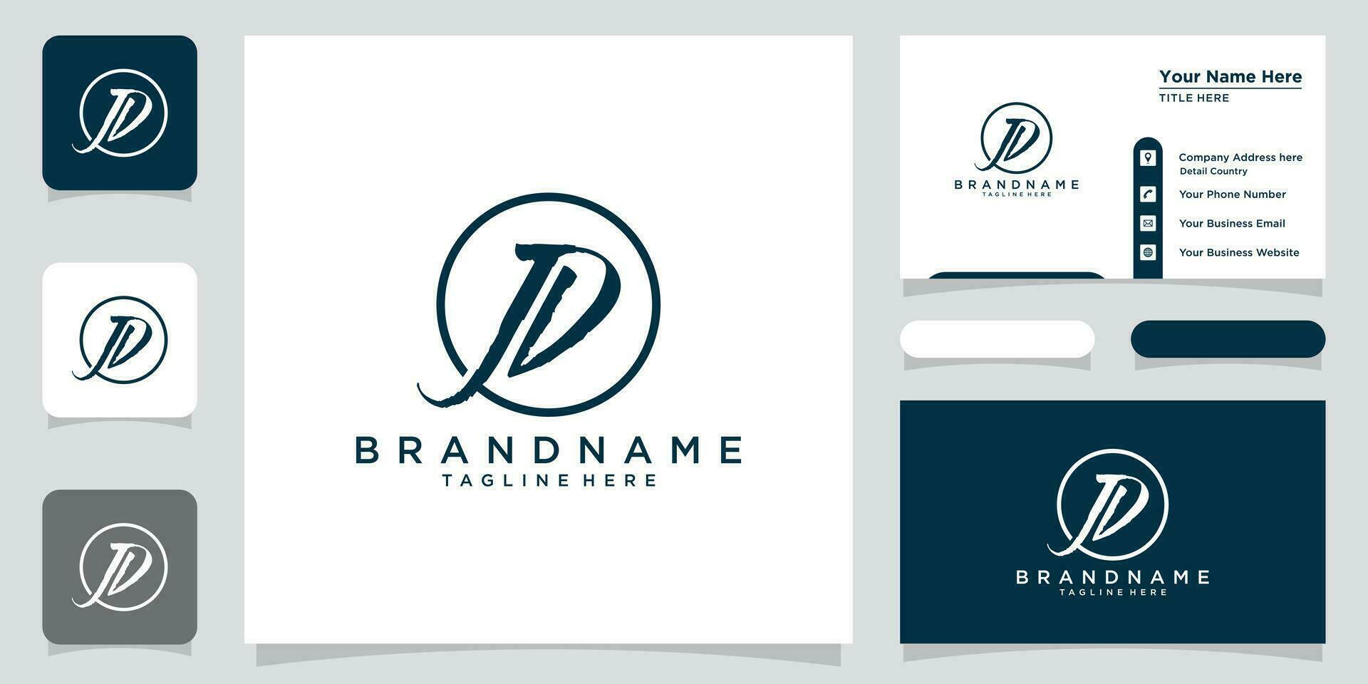 JD Initial handwriting logo vector with business card design Premium Vector