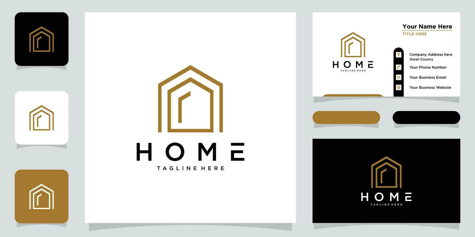 Home logo design real estate construction architecture and building logos with business card design Premium Vector