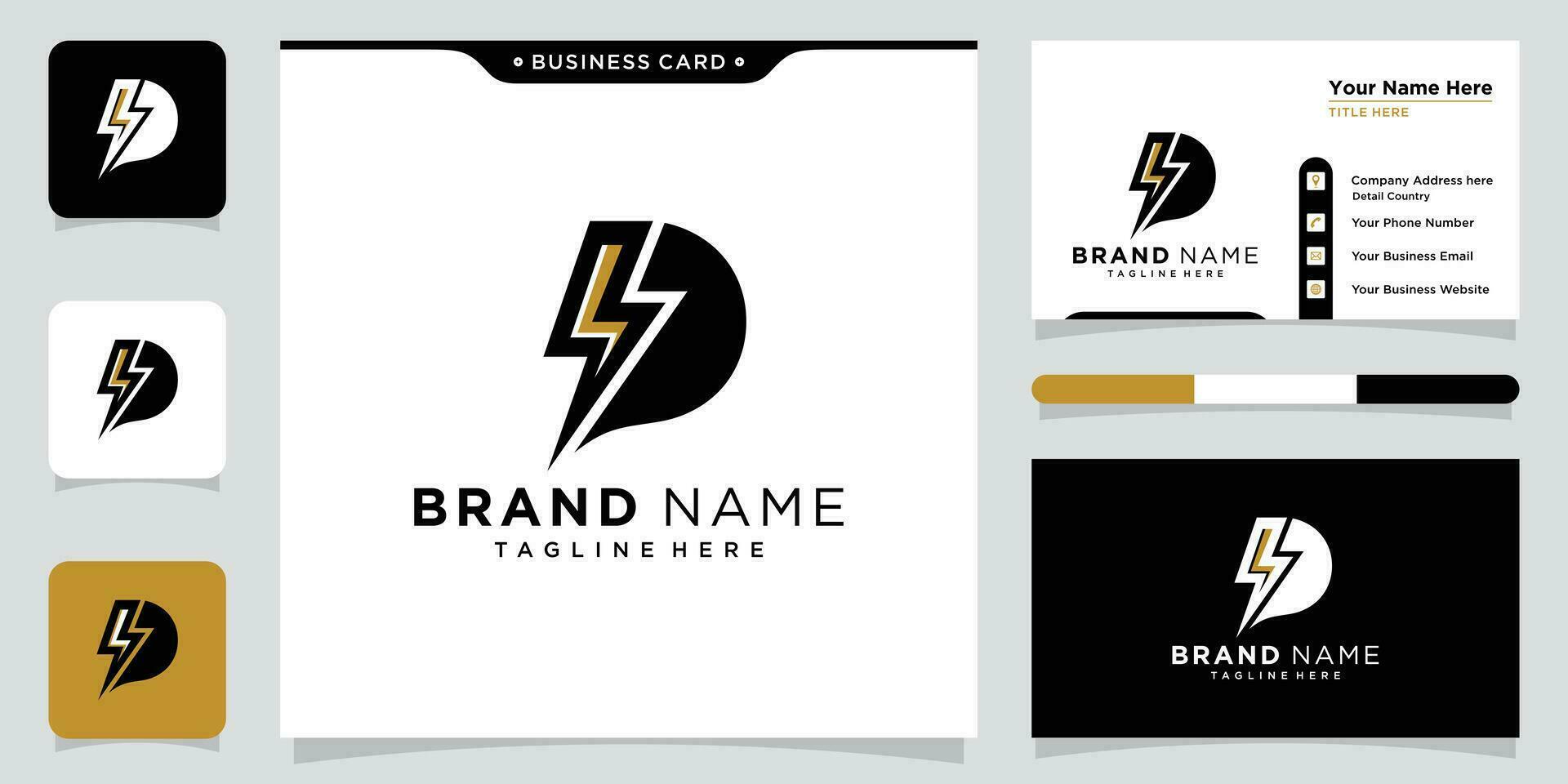 D logo energy vector for identity company. initial letter D thunder template vector illustration.