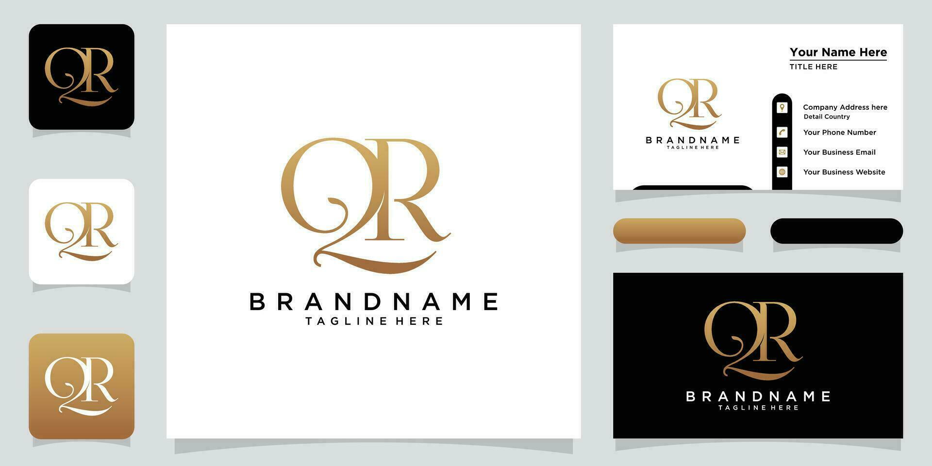 Initial Letter QR logo design template with business card design Premium Vector