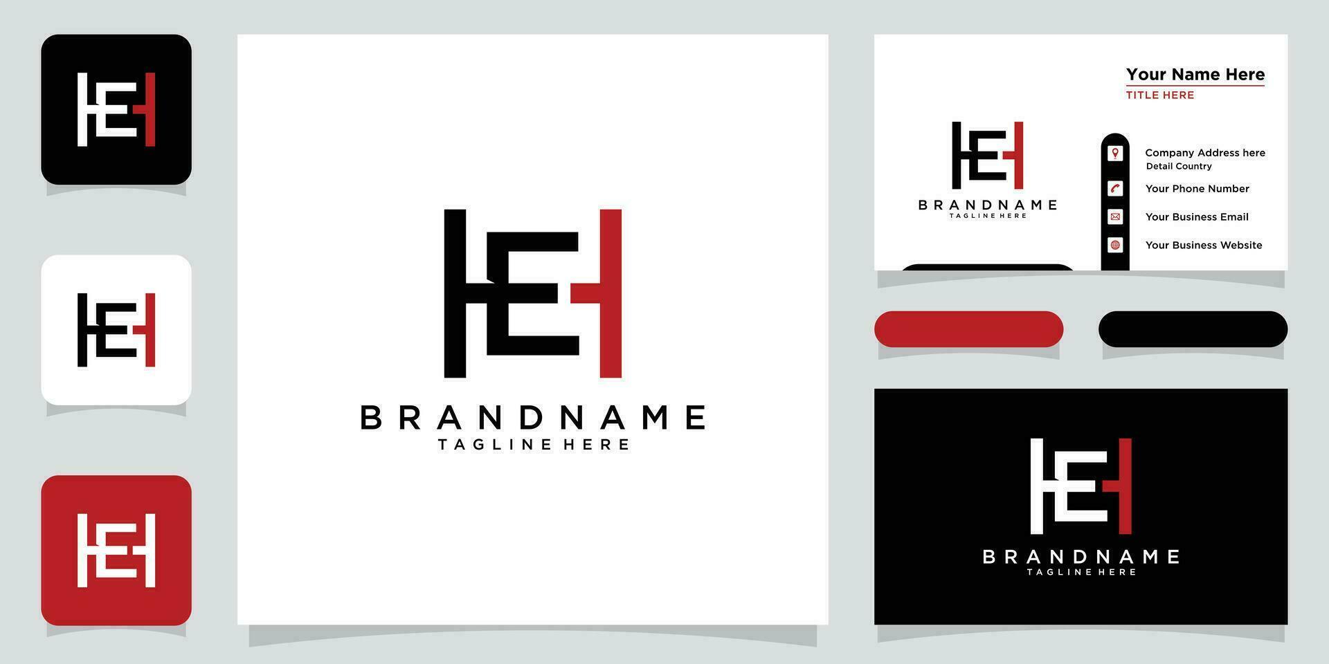 alfabeto letras iniciales monograma logo él, eh, h y mi con negocio tarjeta diseño prima vector