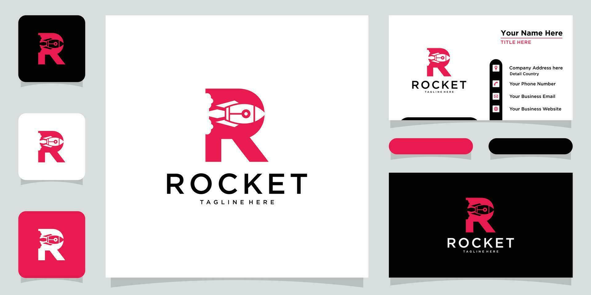 Letter R rocket logo icon vector design template Premium Vector