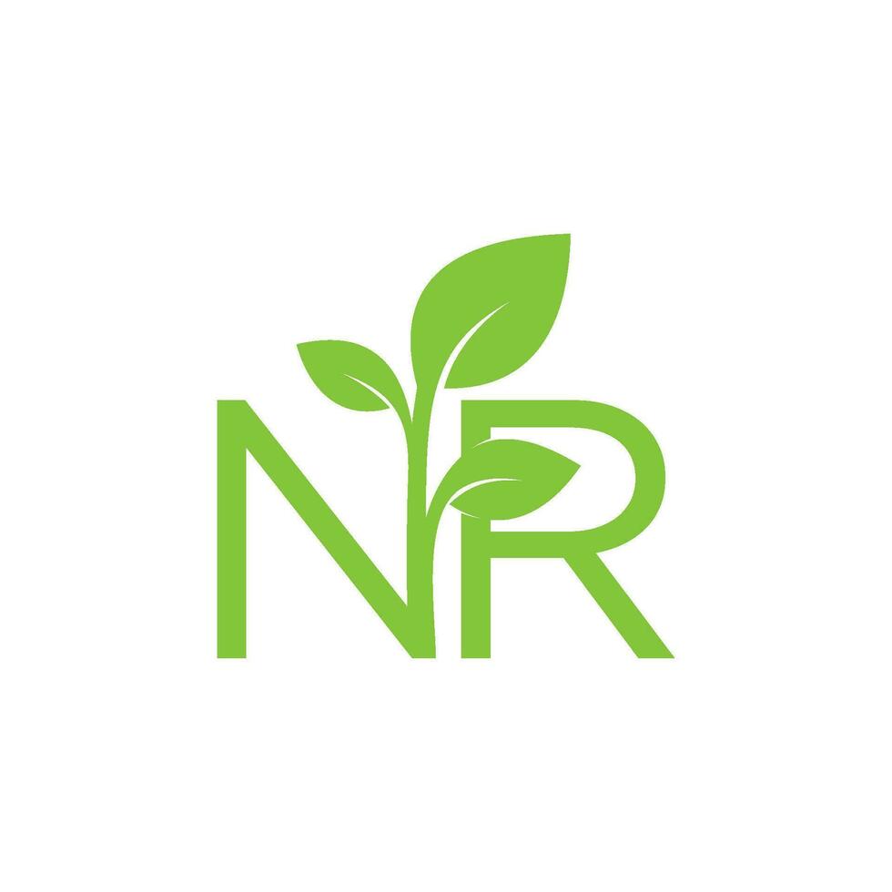 logo initial letter NR with leaf vector