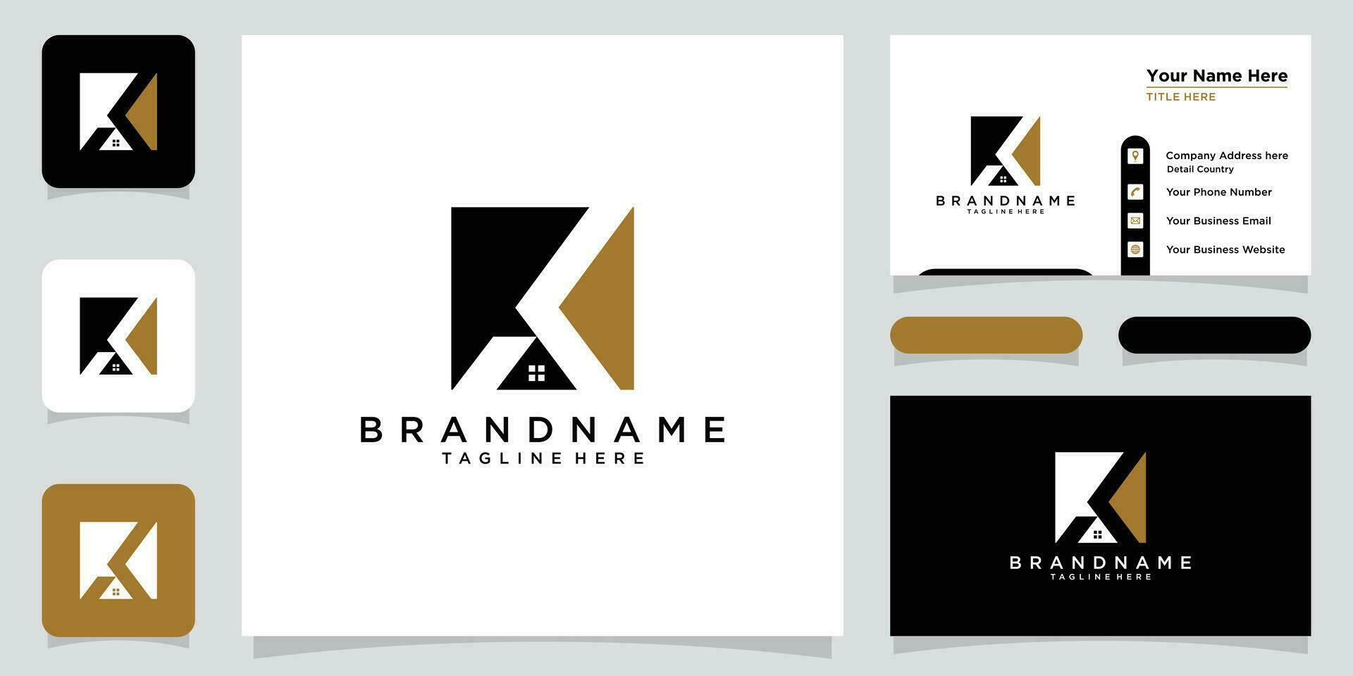 real inmuebles k letra logo modelo ilustración diseño, y negocio tarjeta diseño modelo prima vector