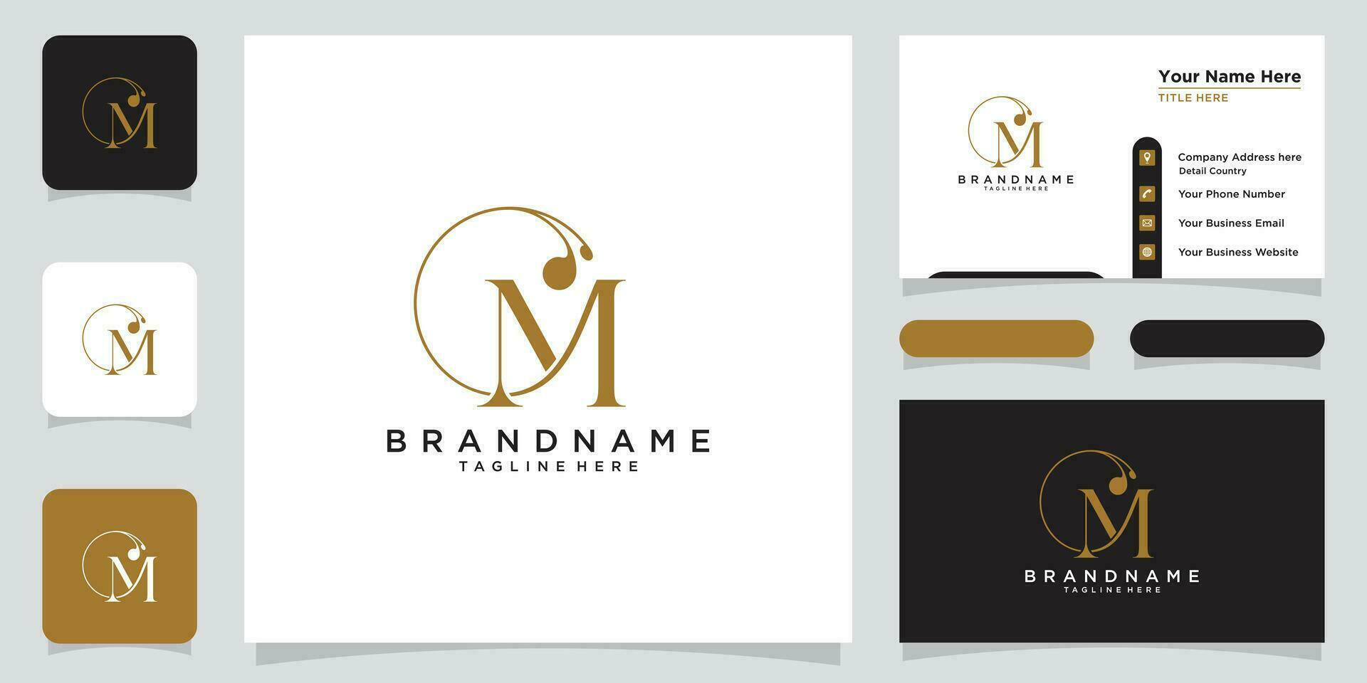Initial letter M luxury Logo design Vector with business card design Premium Vector