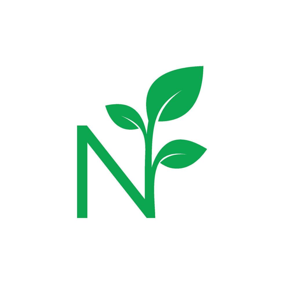 letter N with leaf concepts, N logo template letter N icon nature logo template vector