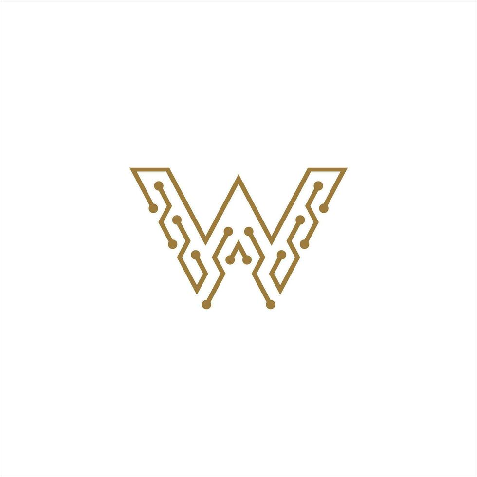 Abstract letter W logo design template technology electronics digital dot connection cross vector logo icon logotype