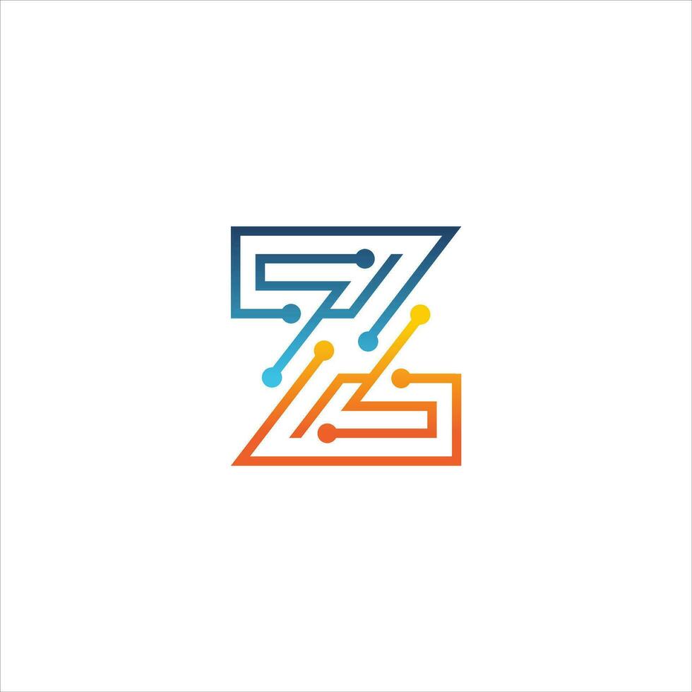 resumen letra z logo diseño plantilla tecnología electrónica digital punto conexión cruzar vector logo icono logotipo