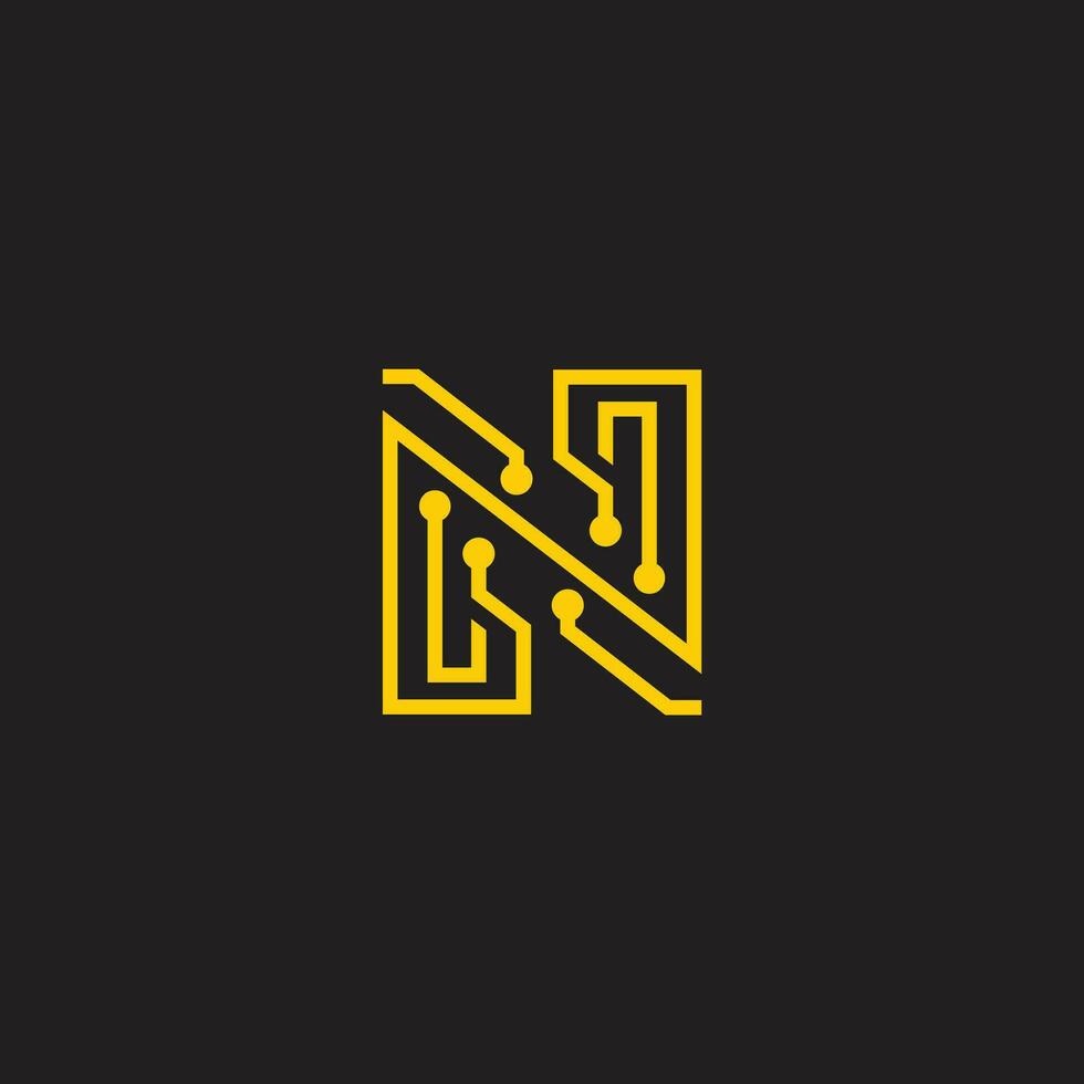 Letter N logo design template,technology,electronics,digital,logotype. vector