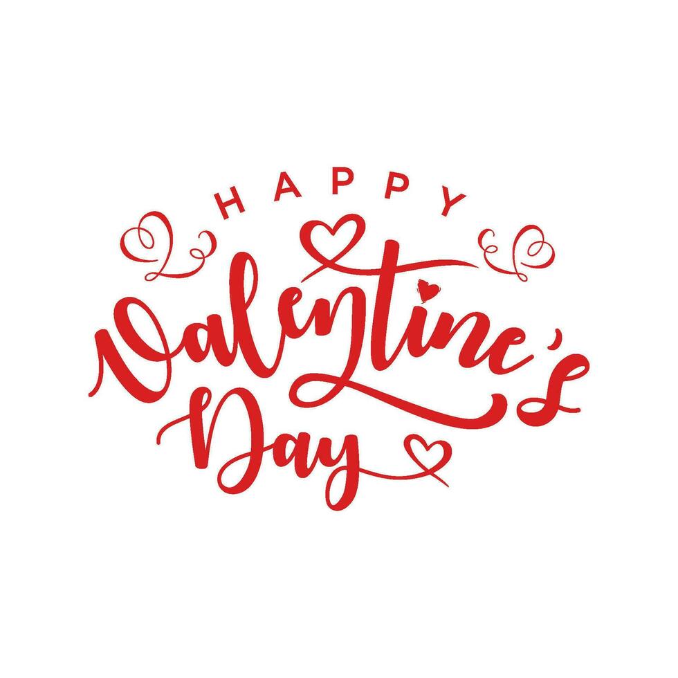 Happy Valentines Day, Hand lettering typography. Vector Illustration