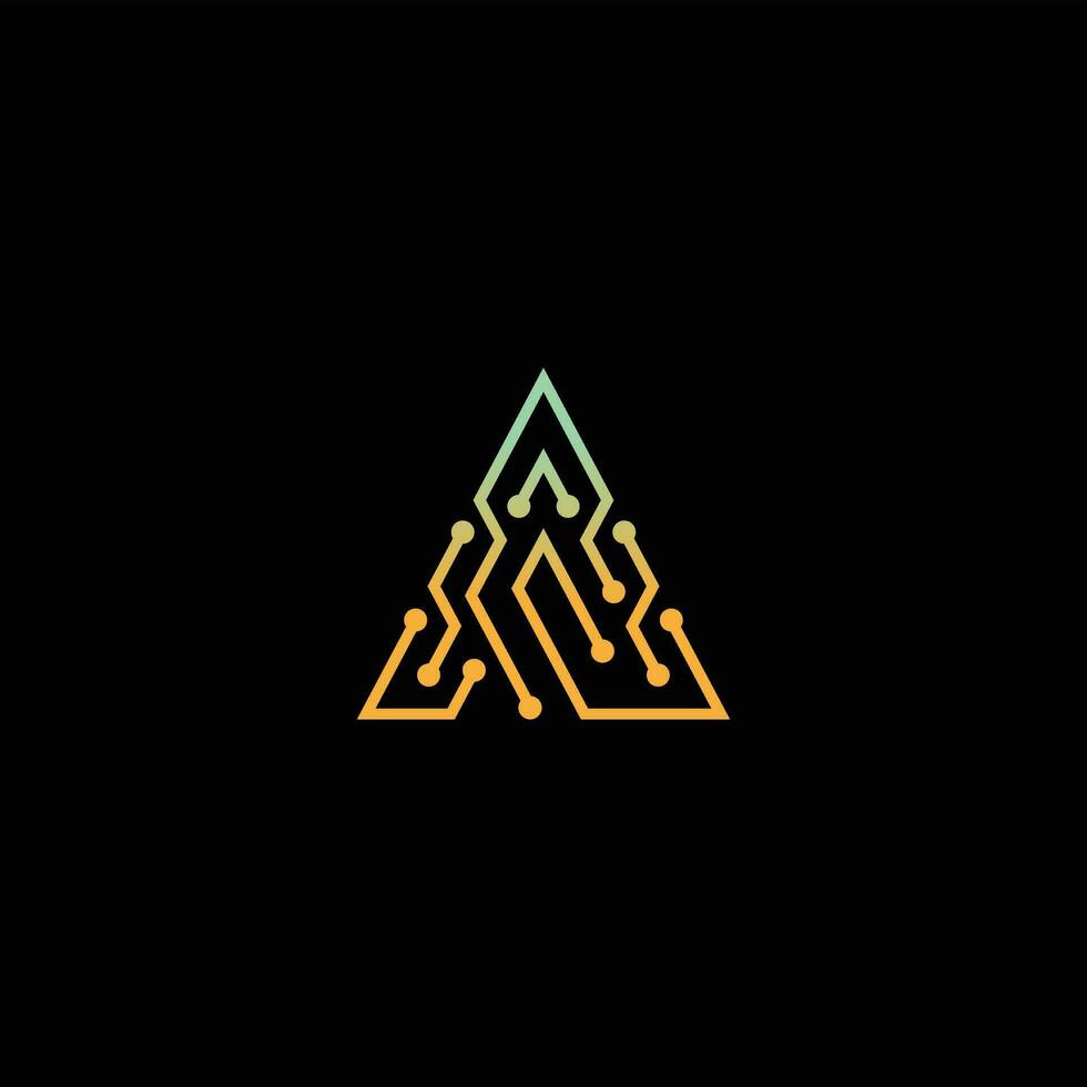 Letter A logo design template Abstract technology dot logo icon connection vector