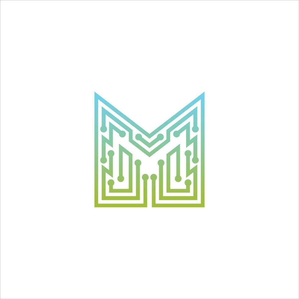 Logo design template for Letter M Technology vector