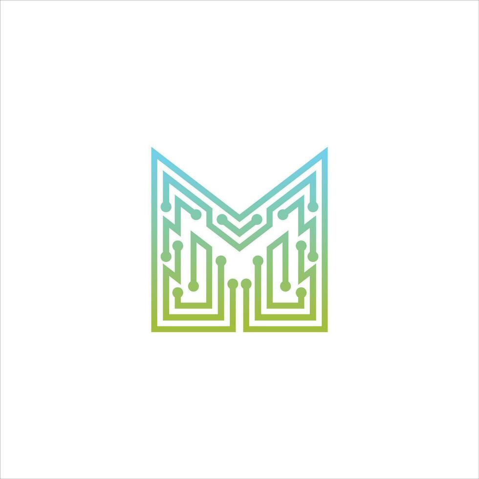 Logo design template for Letter M Technology vector