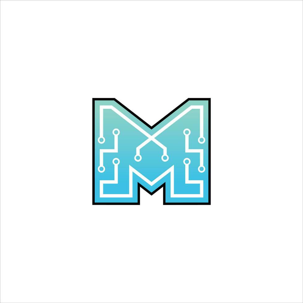 Logo design template for Letter M Technology vector