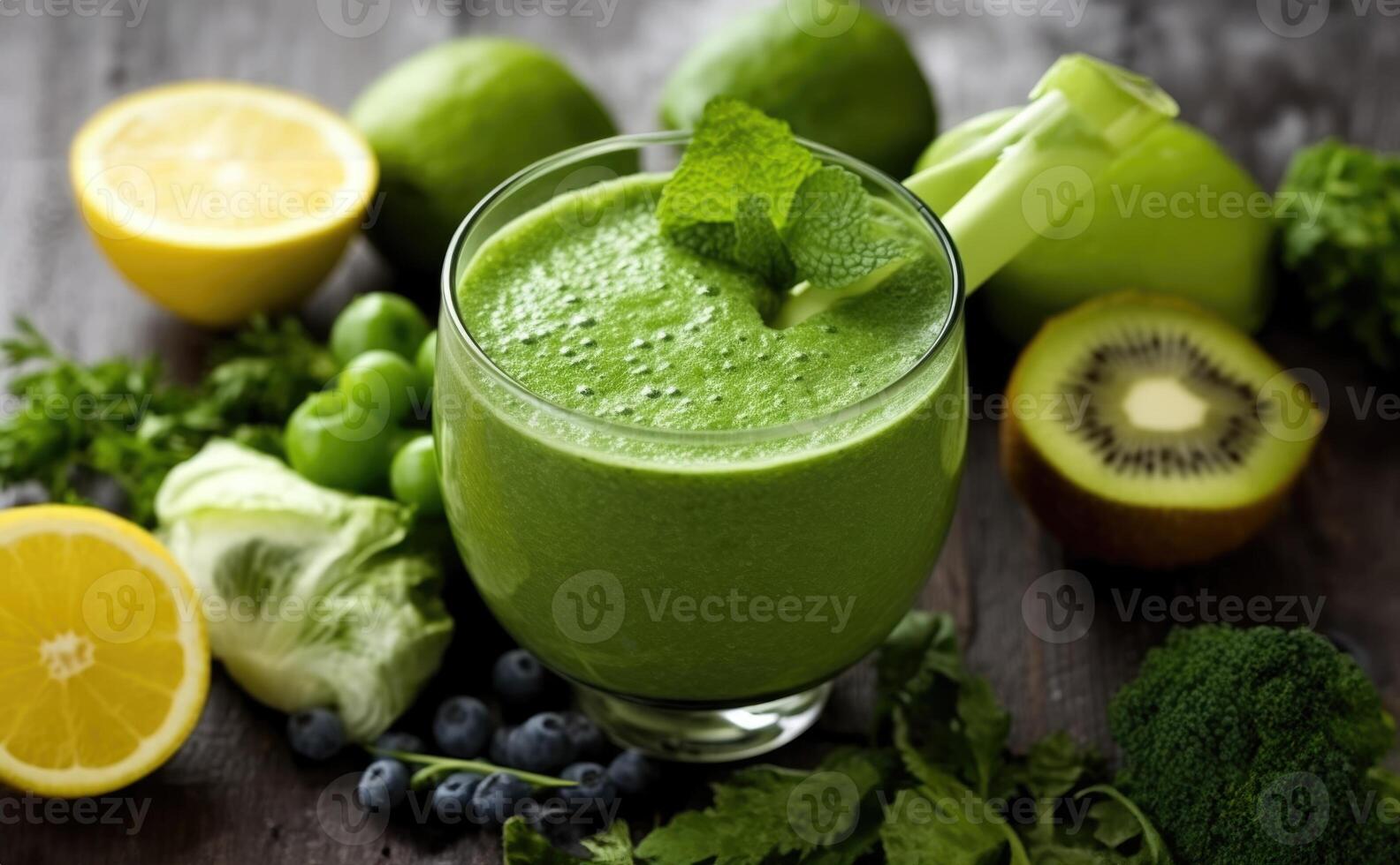 verde zalamero con frutas y vegetales. generativo ai foto