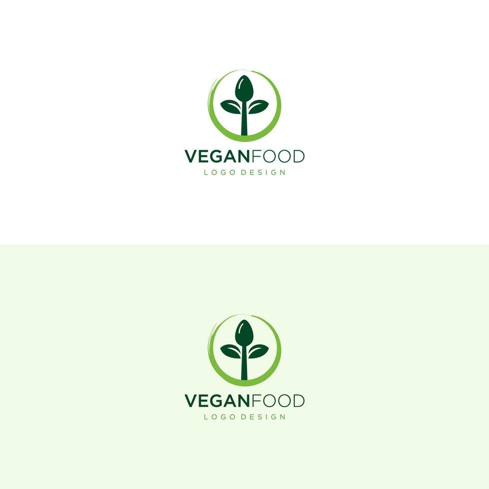 Vegan food restaurant logo vector template art