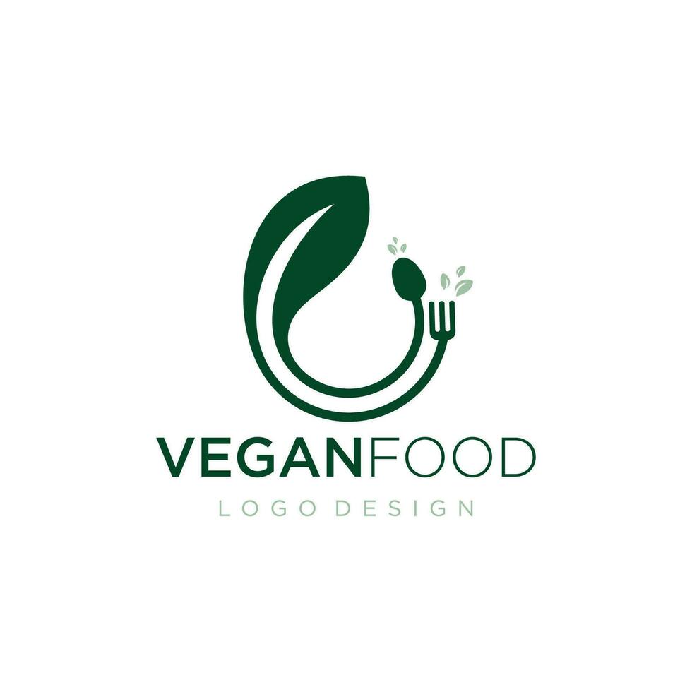 Vegan food restaurant logo vector template art