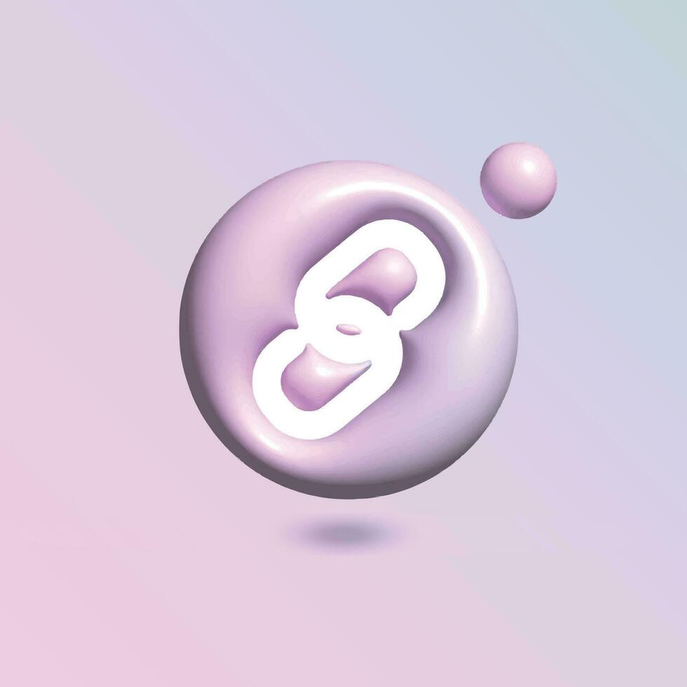 cadena icono con en circulo brillante pastel color en 3d estilo realista vector Arte