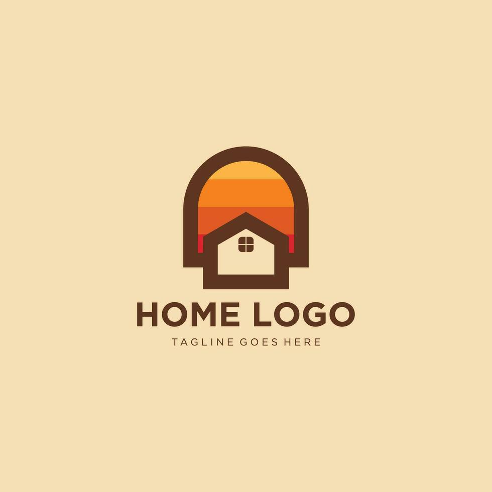 Logo design template for house rental on the lake. home logo construction. Vector illustration art
