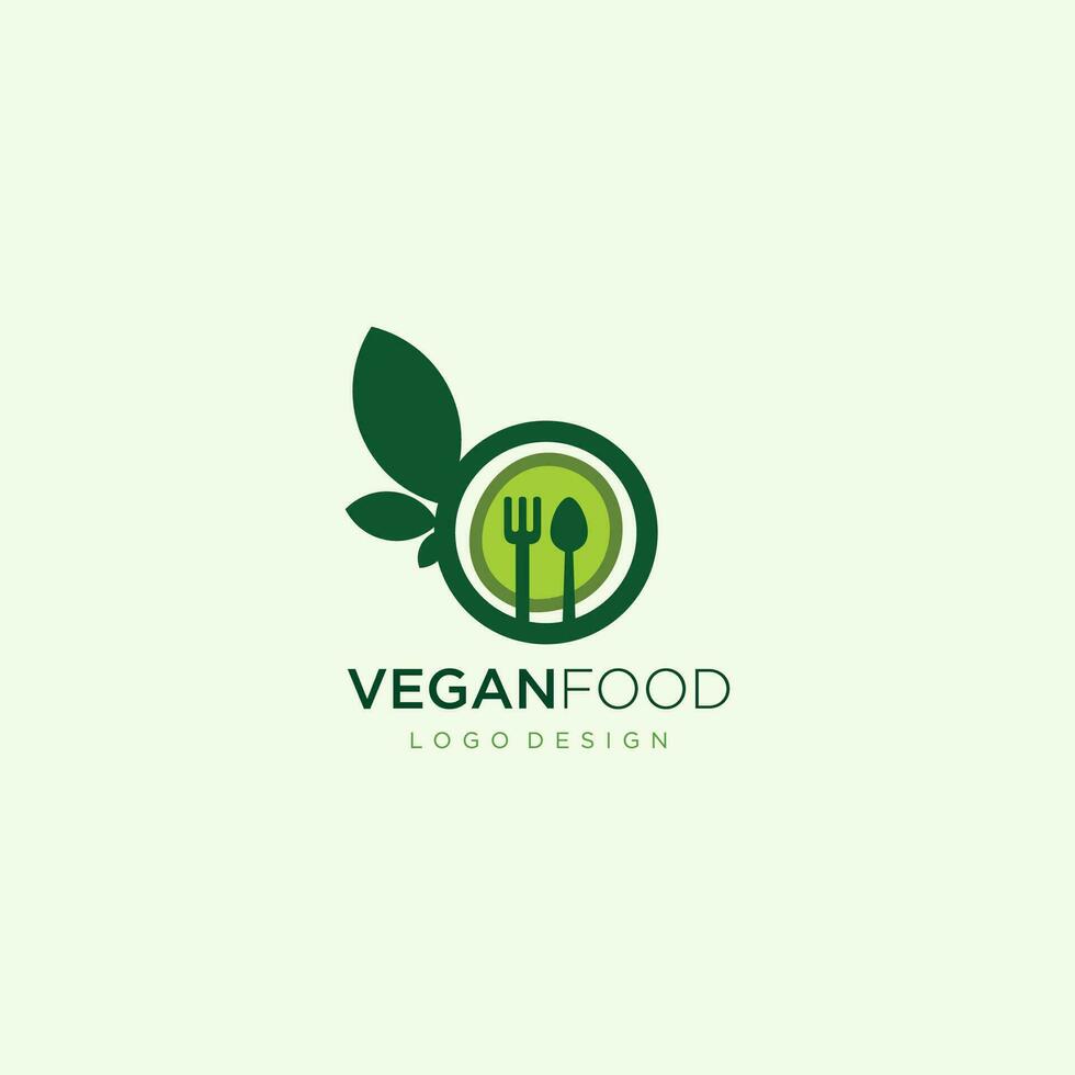 Vegan food restaurant logo vector template art