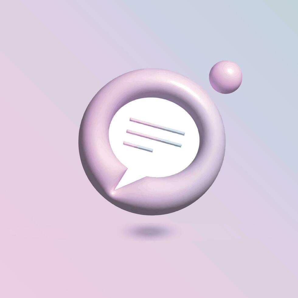 Chat Icon with in circle bright pastel color in 3d style realistic vector art