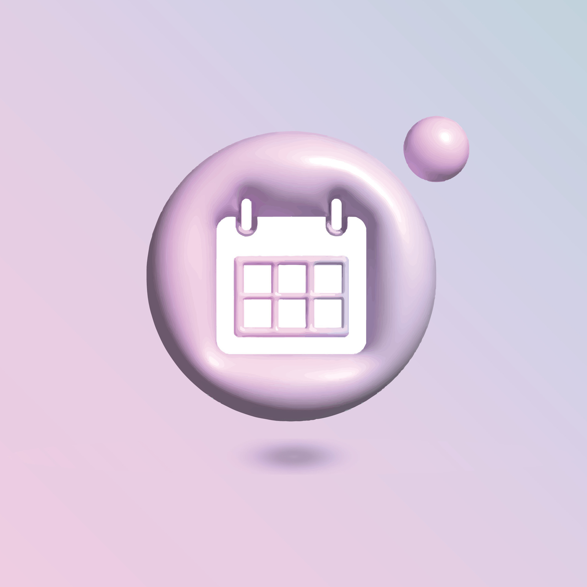 Calendar Icon with in circle bright pastel color in 3d style realistic