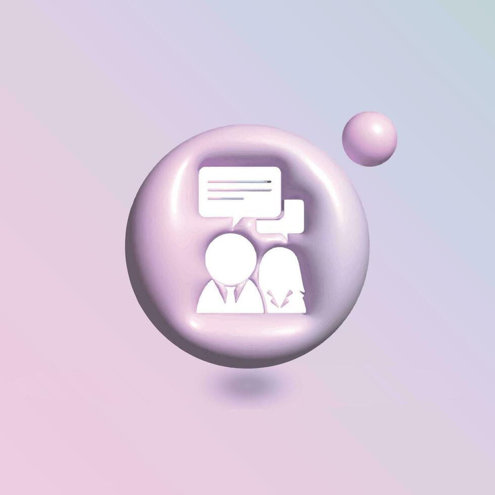 People communication Icon with in circle bright pastel color in 3d style realistic vector art
