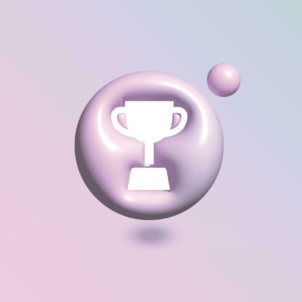 Cup Icon with in circle bright pastel color in 3d style realistic vector art