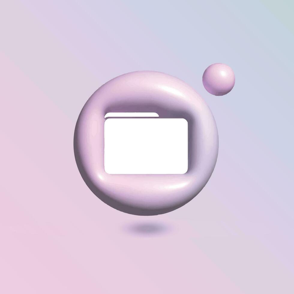 Folder Icon with in circle bright pastel color in 3d style realistic vector art