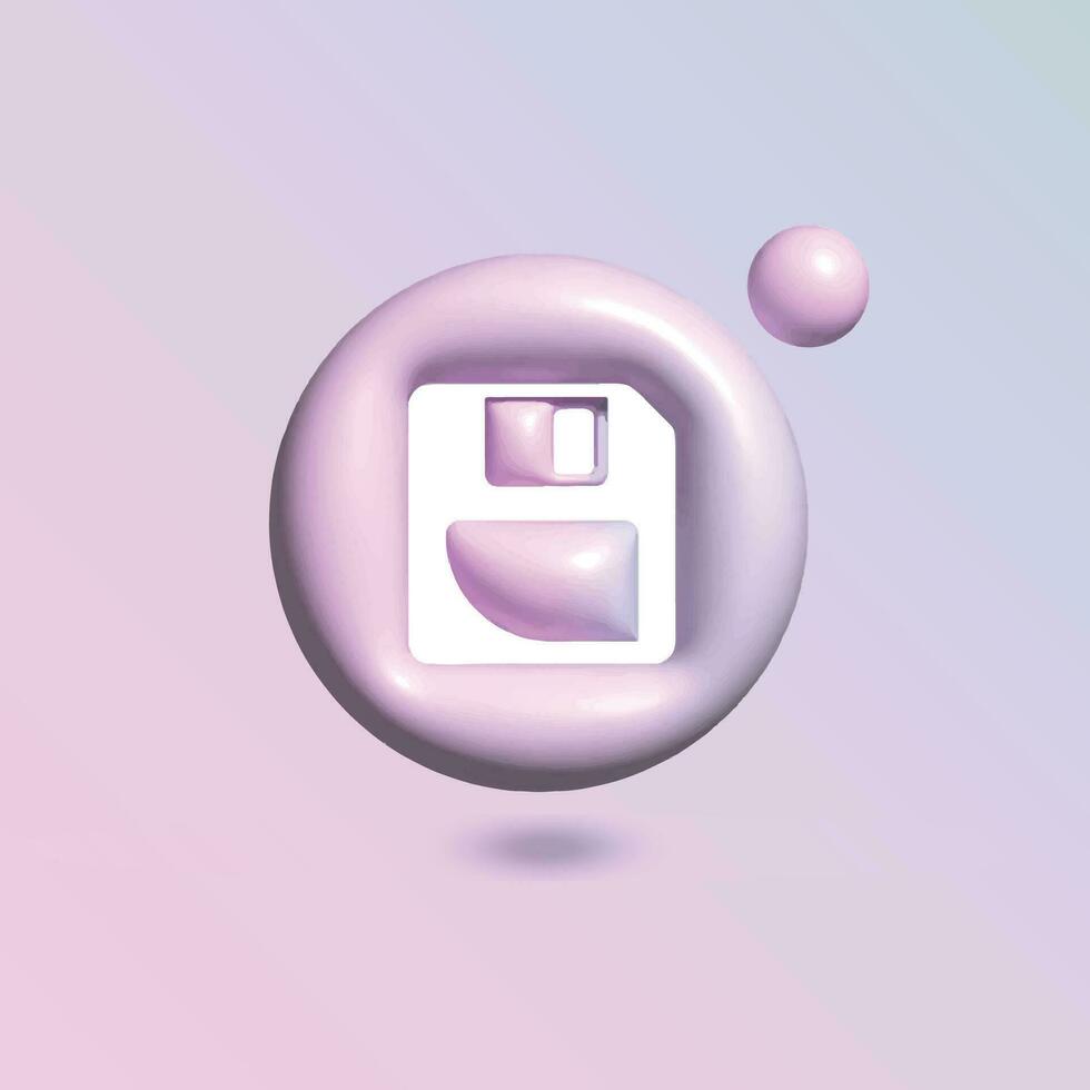 memoria tarjeta icono con en circulo brillante pastel color en 3d estilo realista vector Arte