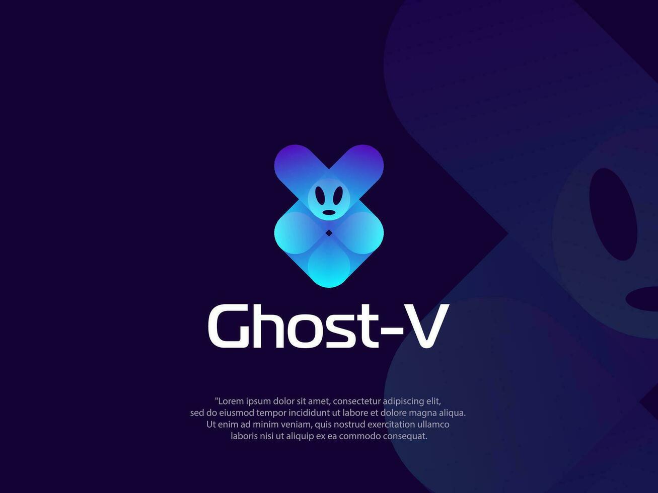 fantasma logo v letra combinación, con brillante azul gradación estilo vector