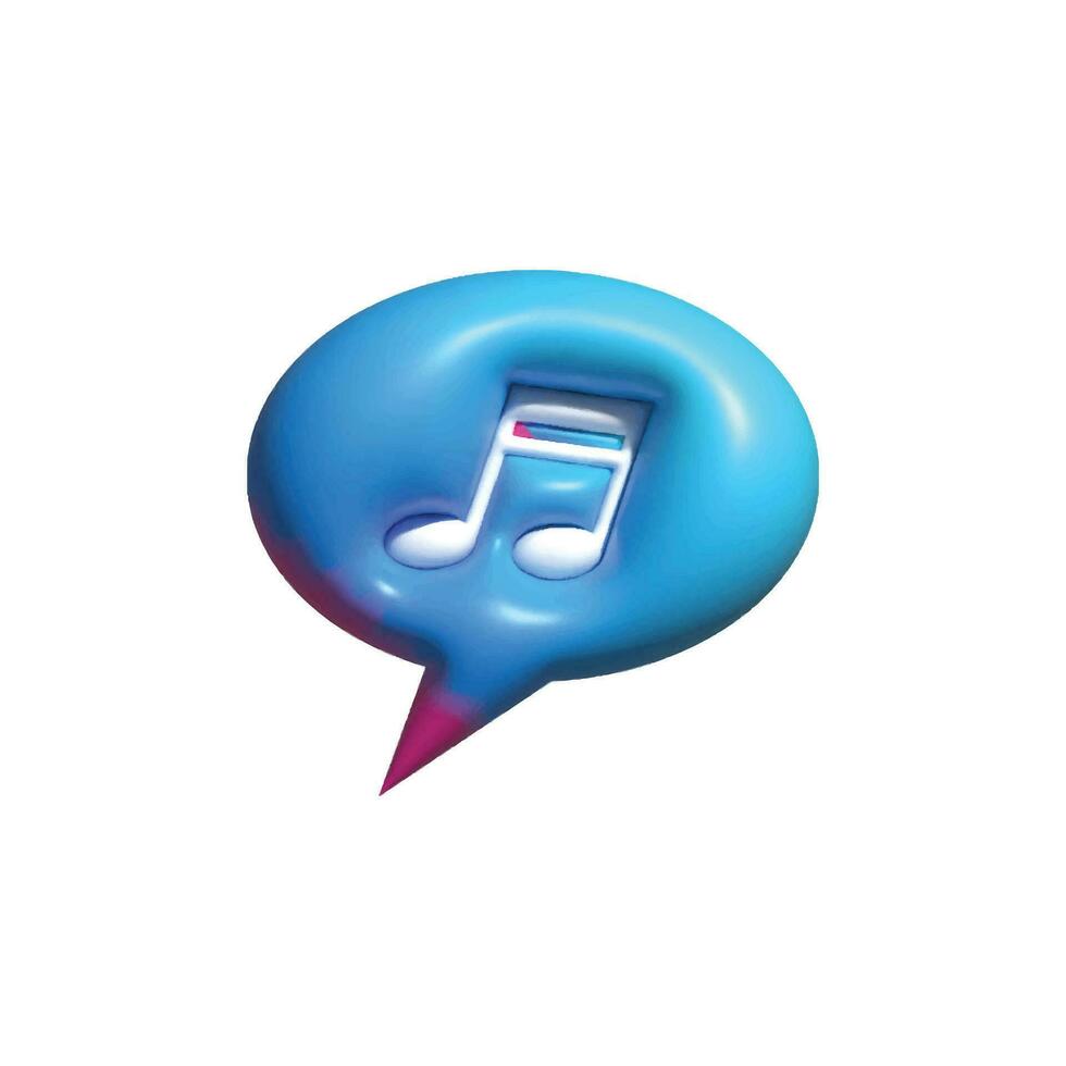 Chat music sign icon in cartoon 3d style  simple  elegant  cute. for business icon vector