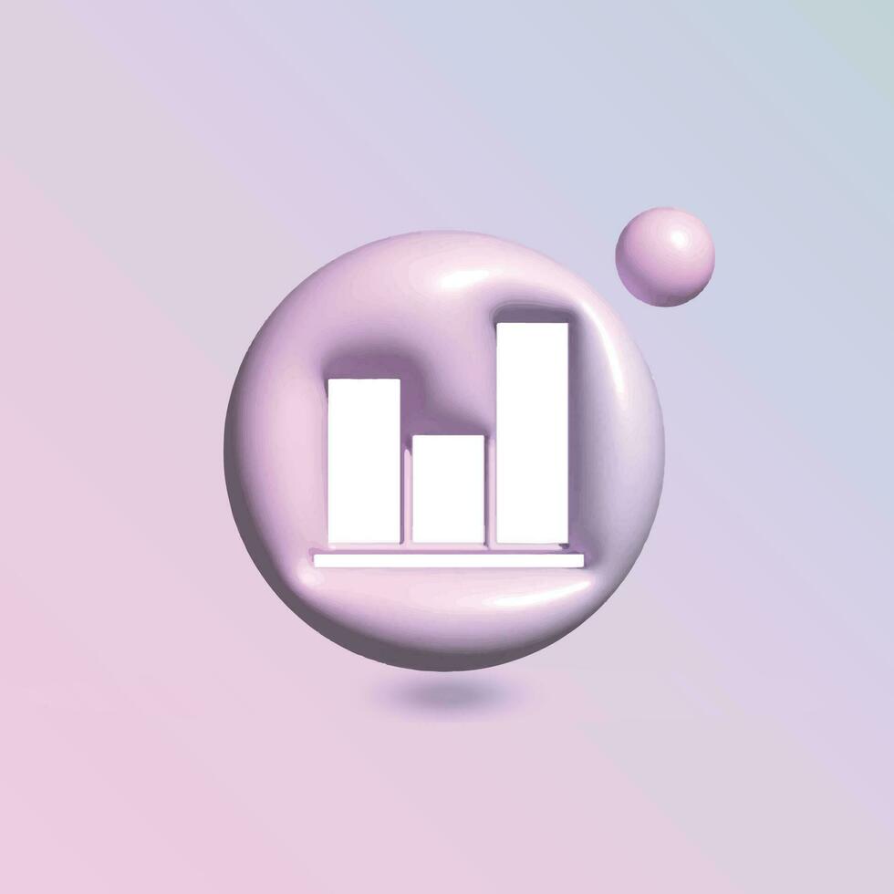 gráfico ventas icono con en circulo brillante pastel color en 3d estilo realista vector Arte