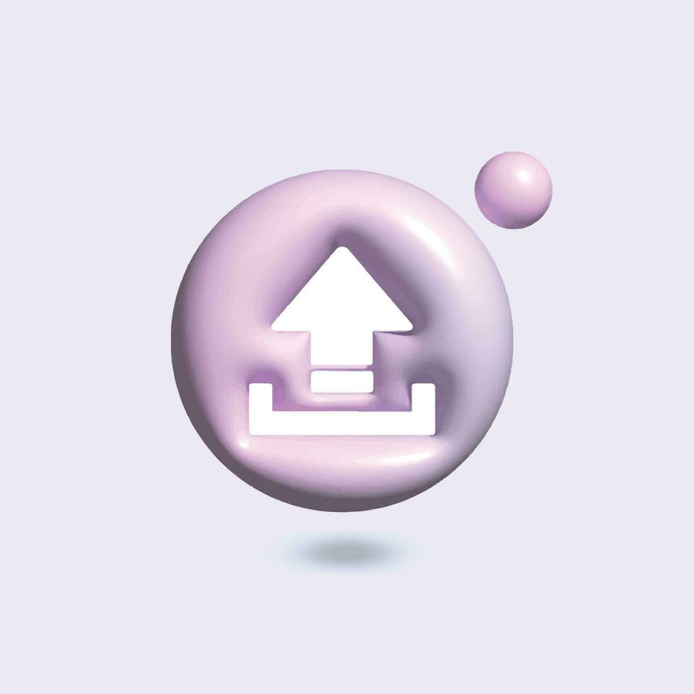 uploaded sign Icon with in circle bright pastel color in 3d style realistic vector art