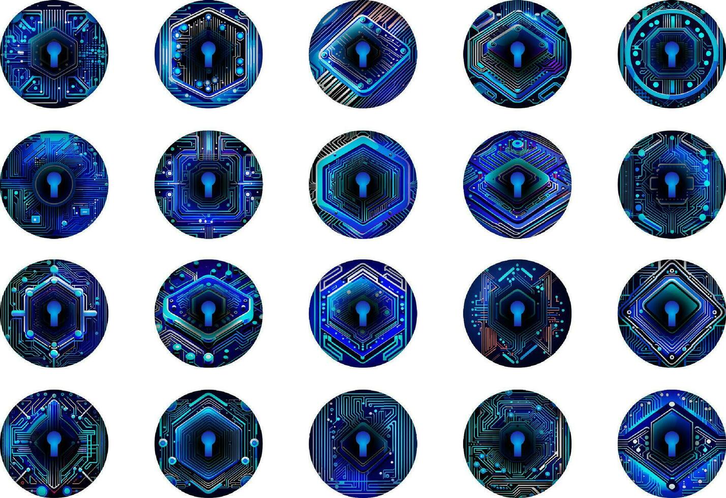 Modern Cybersecurity Technology Icon Pack with Eyes vector