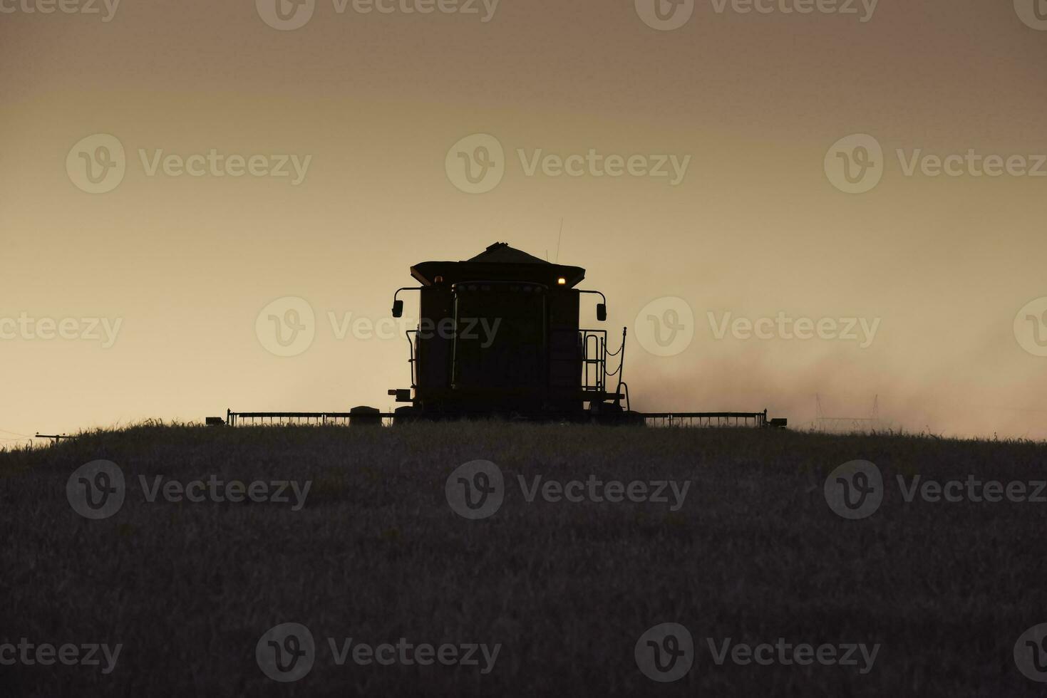 Harvester machine, harvesting in the Argentine countryside, Buenos Aires province, Argentina. photo