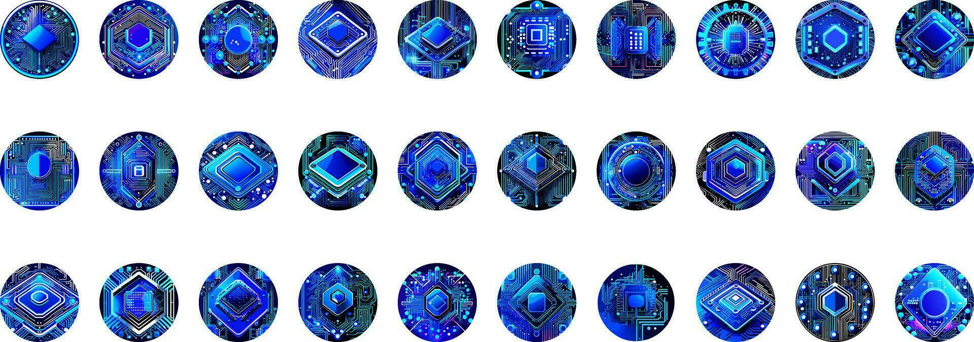 Modern Cybersecurity Technology Icon Pack with Eyes vector