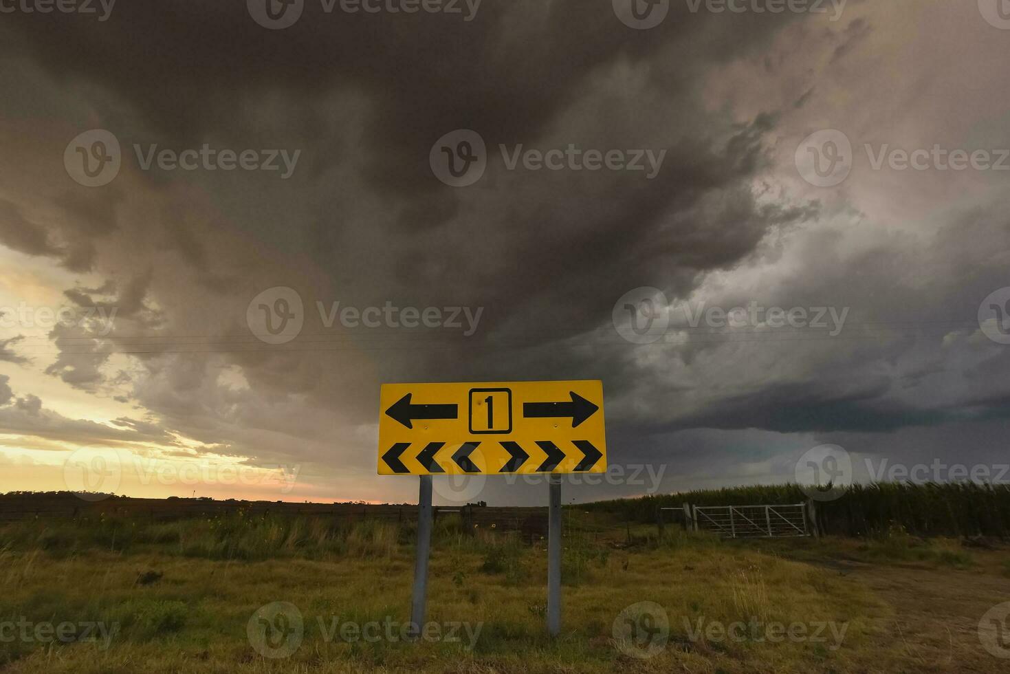 Stormy sky due to rain in the Argentine countryside, La Pampa province, Patagonia, Argentina. photo
